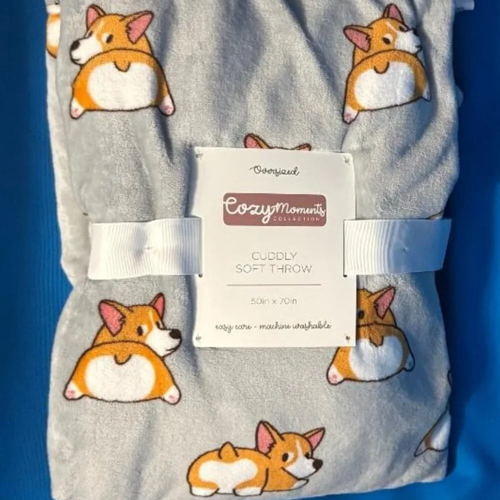 NWT / NEW CORGI ( PEMBROKE / CARDIGAN WELSH ) OVERSIZED 50” X 70” PLUSH THROW